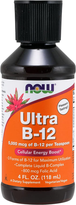 Now Foods Ultra B12 Liquid Complex - High-Potency Vitamin B12 Supplement for Energy and Nerve Health - 4 fl oz