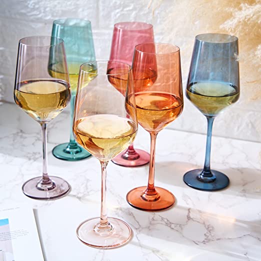 Colored Crystal Wine Glass Set of 6