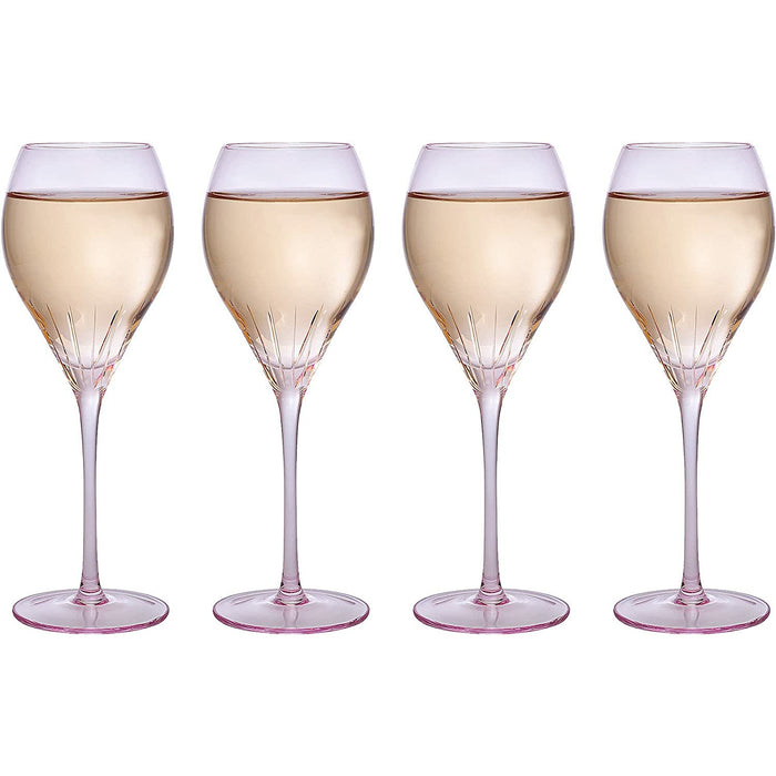 Paris Collection Crystal Pink Balloon Wine Glasses, Red & White Wines 14 oz Set of 4 by The Wine Savant - Extraordinary Parisian Glass, For Wedding Beautiful Present Anniversary Birthday Women Men Bar