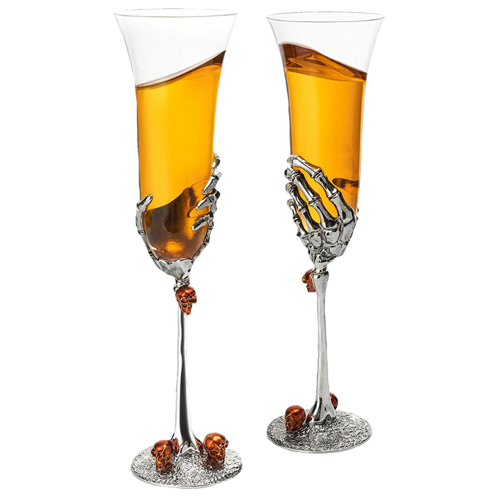 The Wine Savant Stemmed Skeleton Champagne Glasses Set of 2