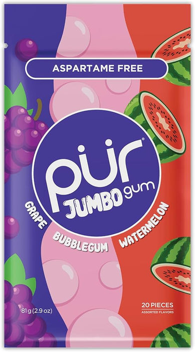 Pur Gum - Bubblegum Watermelon, 2.9 oz (Pack of 10) - Gluten-Free Chewing Gum
