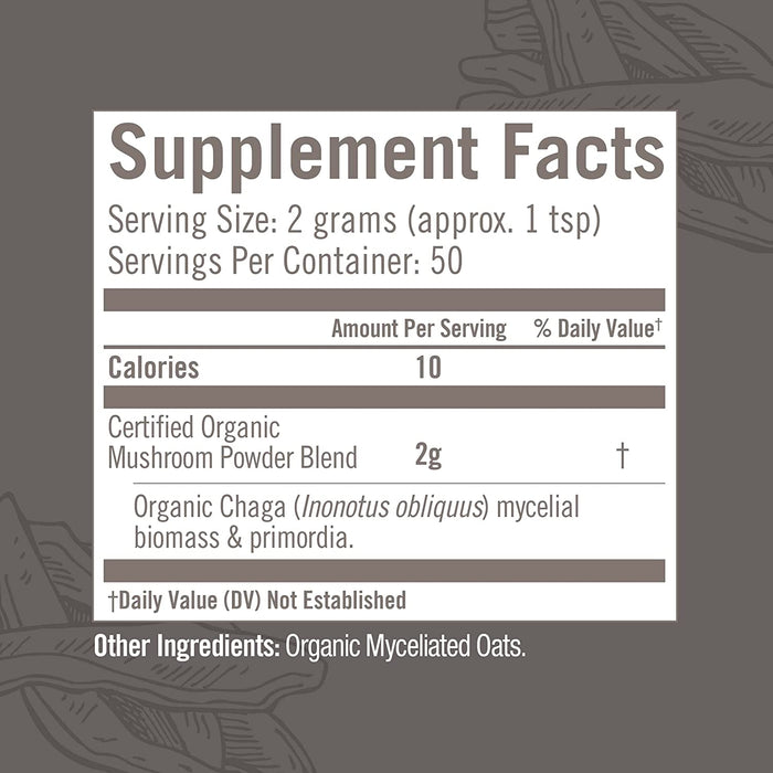 Om Mushroom Superfood Chaga Organic Mushroom Powder, 3.5 Ounce