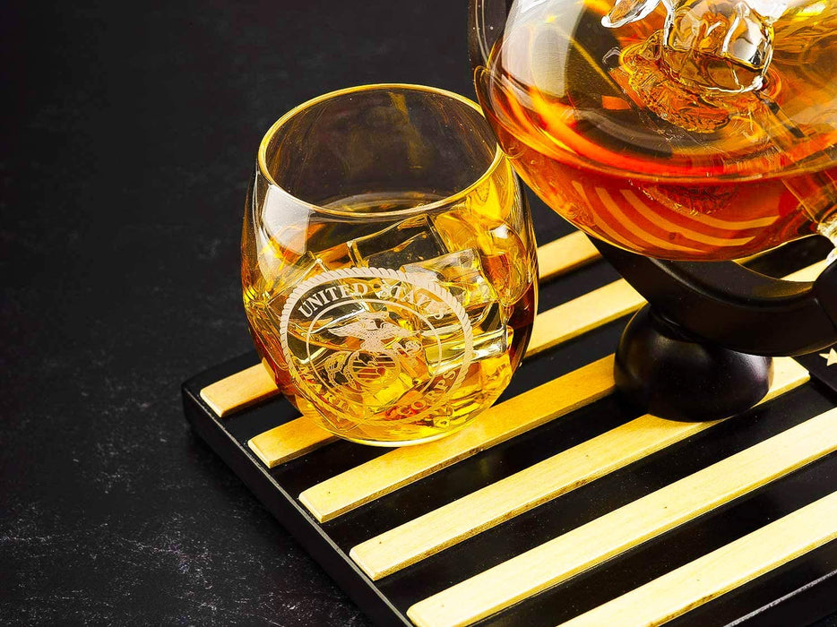 Marine Decanter Set With 4 Whiskey Glasses 1000ml Marines Gift Decanter by The Wine Savant