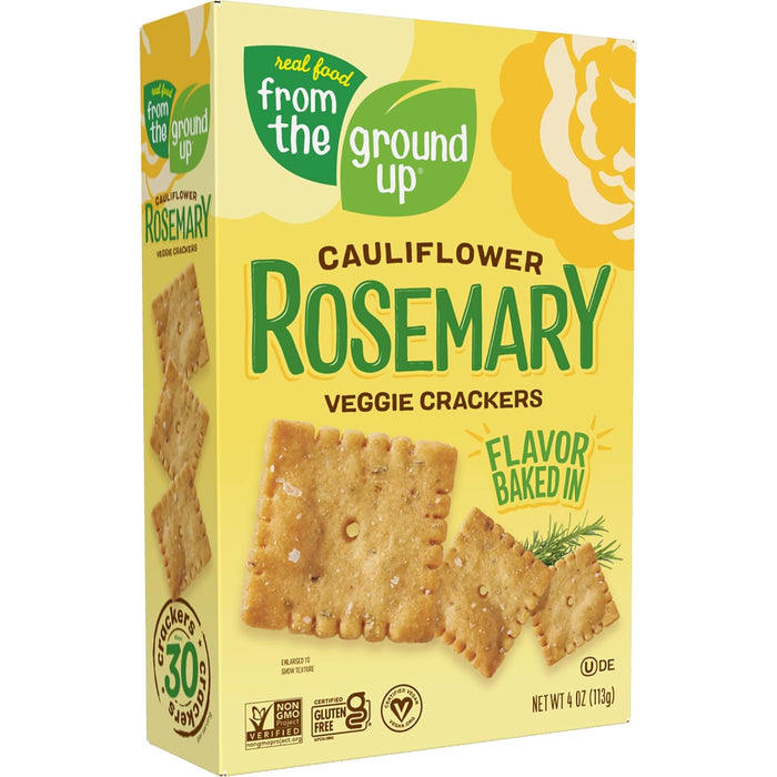 From The Ground Up - Rosemary Cauliflower Crackers, 4 oz (Pack of 6) - Gluten-Free Snacks