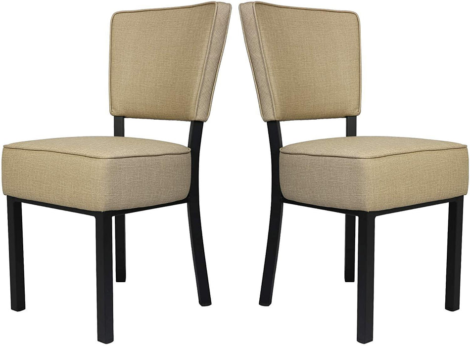 Set of 2 Classic Dining Chair, Modern Style Family Leisure Chair with Stainless Steel Legs, PU Leather Mid Back Side Chair