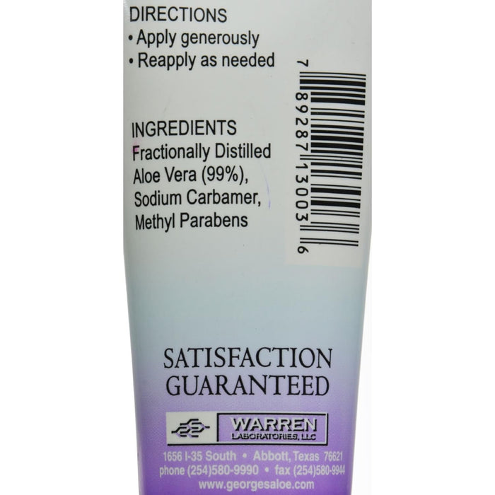 George's Aloe Vera Gel (3 Oz.) - Soothing Relief for Sunburn, Bites & More