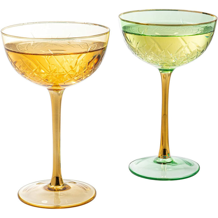 Vintage Art Deco Coupe for Champagne | Set of 6 | 7 oz