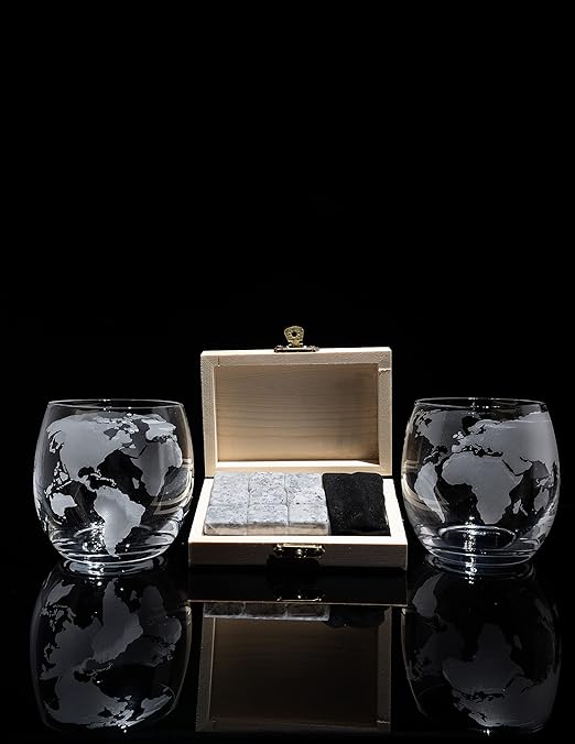 Gifts for Dad, Men Whiskey & Wine Decanter Globe World Set with Globe Glasses Anniversary Birthday House Warming for Liquor Scotch Bourbon Vodka, Gift for Him Husband, Gifts For Men Globe - 850ml