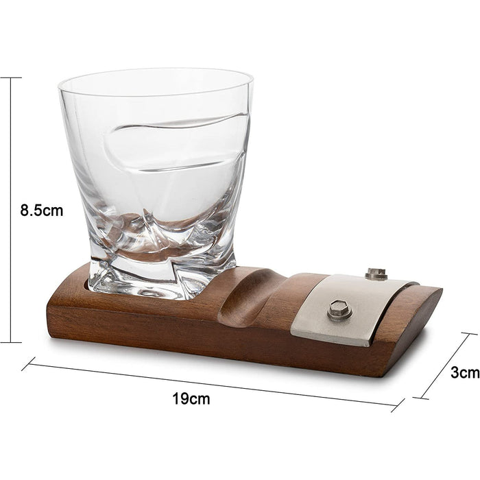 The Wine Savant Glass & Coaster & with A Unique Whiskey Glass Slot to Hold Item, Whiskey Glass Gift Set, Item Rest, Accessory Set Gift for Dad, Men Home Office Decor Gifts, Fathers Day - Chirstmas