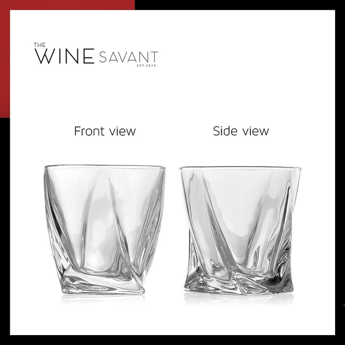 Luxurious Bar Gift Set - 2 Whiskey Glasses + 10 Bullets Chilling Stainless-Steel Whiskey Rocks - Slate Stone Coasters & Tongs - Set in Premium Wood Box by The Wine Savant - Birthday Gift - 11 oz Glass
