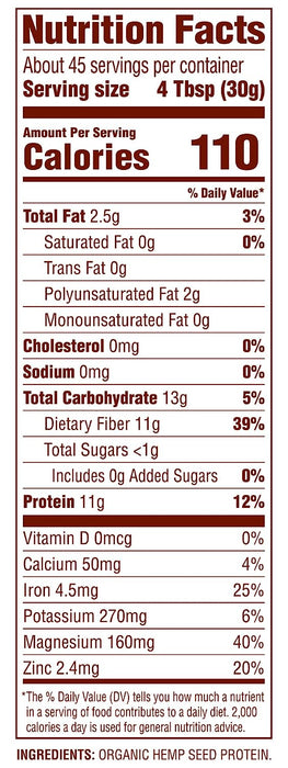 Nutiva Organic Hemp Protein Hi-Fiber, 3 Lbs