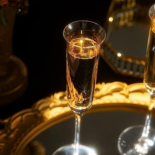 Vintage Crystal Champaign Flute Glasses, Set of 2, Clear Radiance - Hand Blown Crystal Champagne Glasses - Hand Blown Classy Glass - Timeless Art Deco Design - Gift for Wedding, Anniversary, Christmas