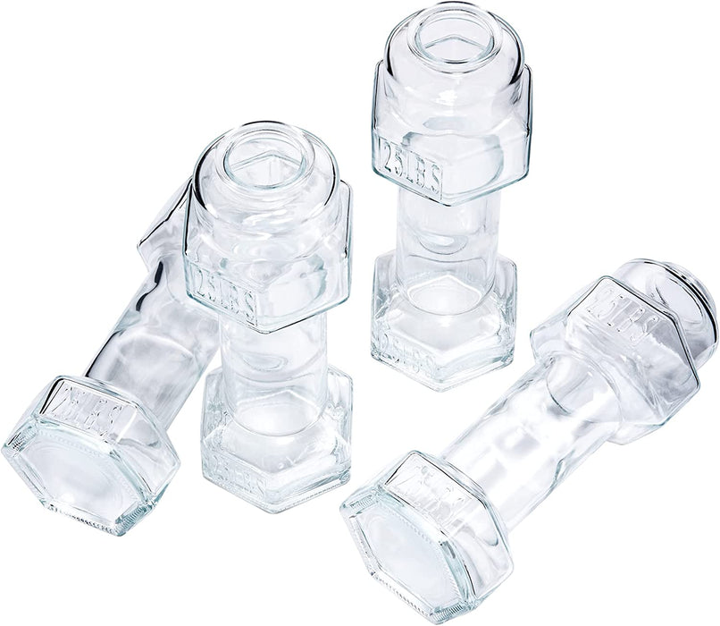 The Wine Savant Set of 4, Dumbbell Beer & Whiskey Glasses, Giant Lifting Beers 26oz Glass | Large Weightlifting to Scale Funny Beer Mug | For Men & Women Cool Beer Glasses Perfect, Gifts for Dad