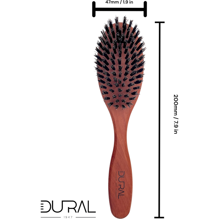 Dural Hair Brush 7 Rows Oiled Pear Wood Pure Wild Boar Bristles