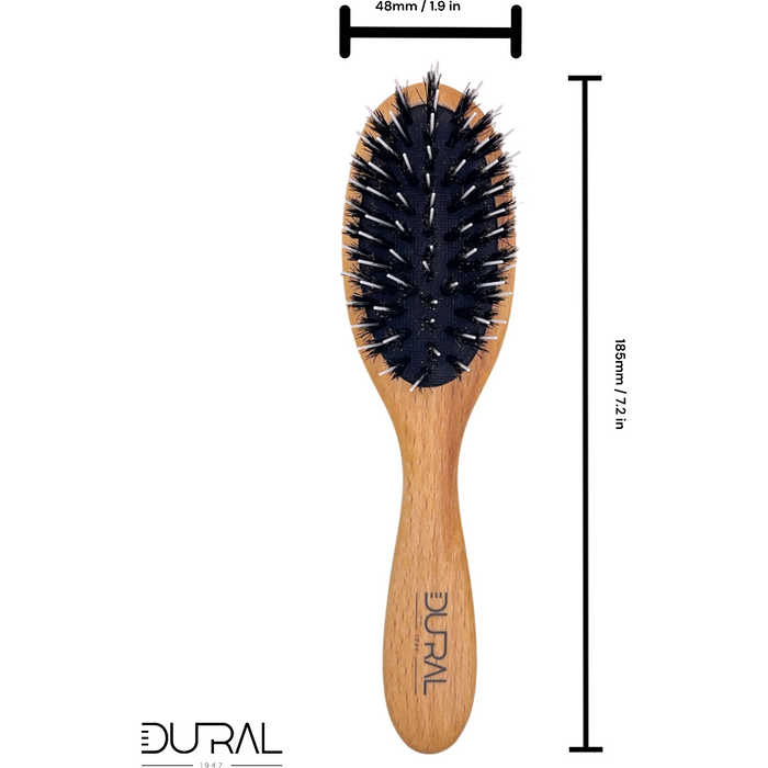 Dural Beech Wood rubber cushion hair brush with boar bristles and nylon