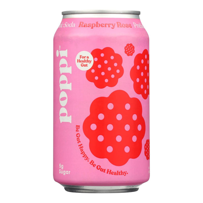 Poppi Prebiotic Soda Raspberry Rose: Refreshing & Balanced (12 x 12 fl oz)