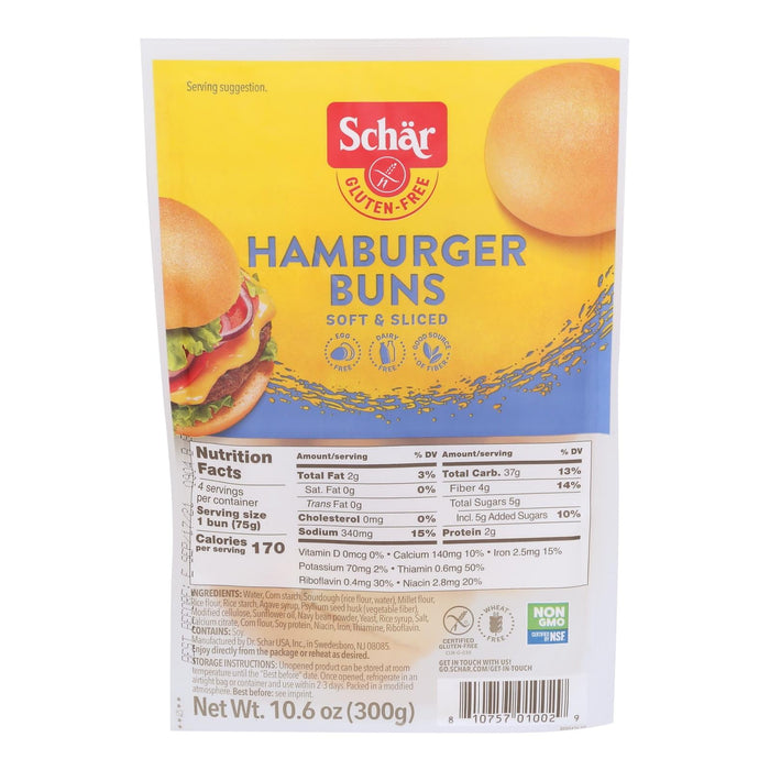 Schar Gluten Free Hamburger Buns (4-Pack, 10.6 Oz Each)