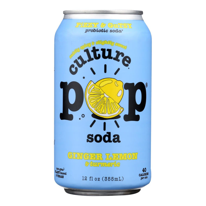 Culture Pop Soda, Ginger Lemon, 4/12 Fl Oz Each, 6 Pack