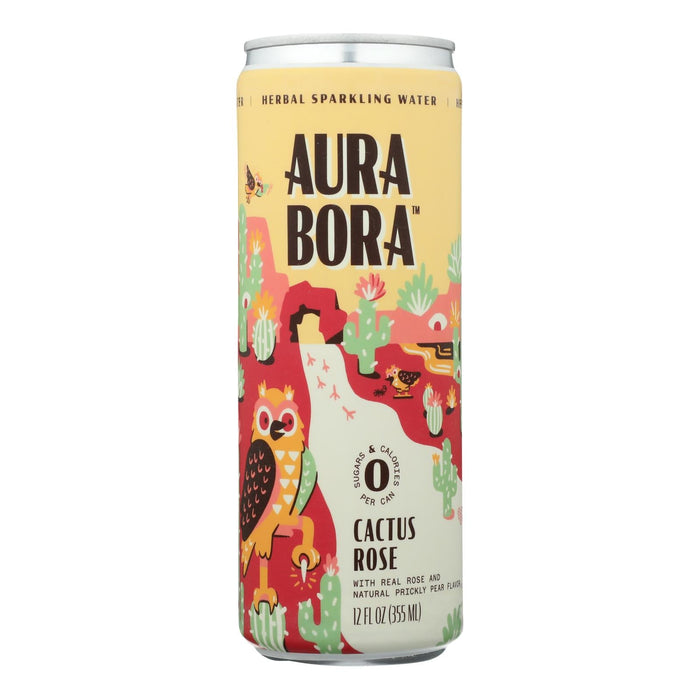 Aura Bora Sparkling Cactus Rose Water (Pack of 12-12 Fl Oz)