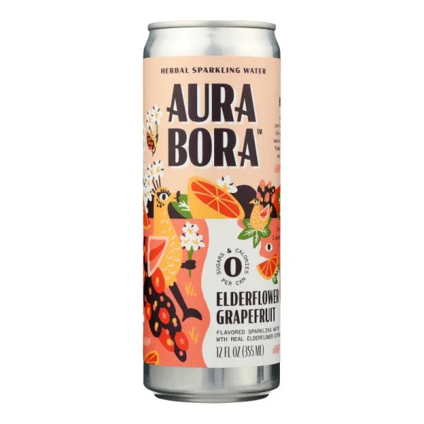 Aura Bora Elderflower Grapefruit Sparkling Water - 12 x 12 Fl Oz