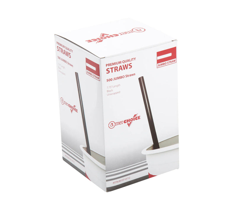 Straw, 7.75", Jumbo, Unwrapped, Black, 12,000 pcs