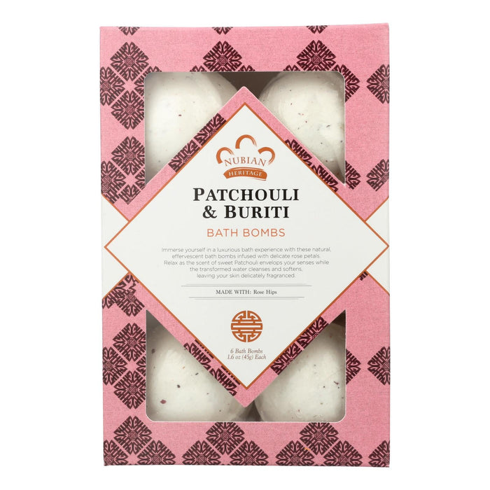 Nubian Heritage Patchouli & Buriti Aromatherapy Bath Bombs (Pack of 6)