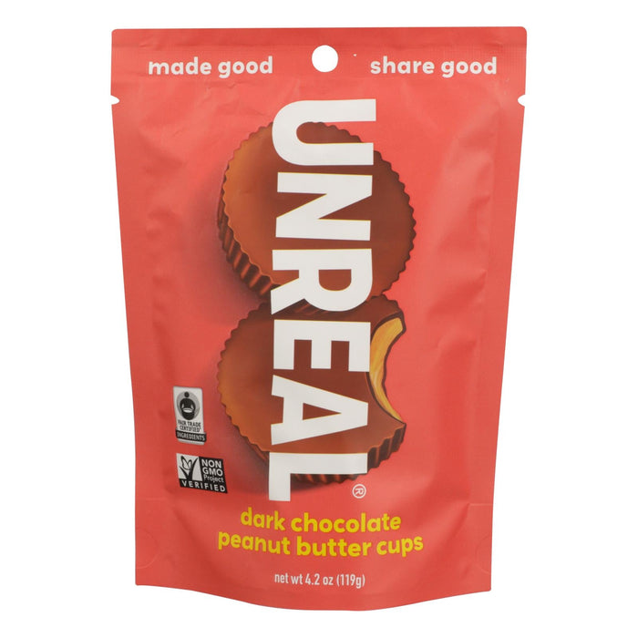 Unreal Dark Chocolate Peanut Butter Cups (Pack of 12 Bags - 6 per Bag)