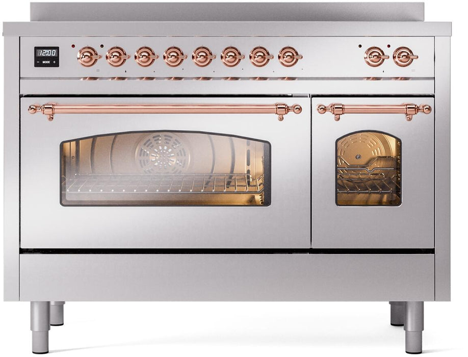 ILVE Nostalgie II 48" Electric Range, Stainless Steel, Copper Trim UPI486NMPSSP