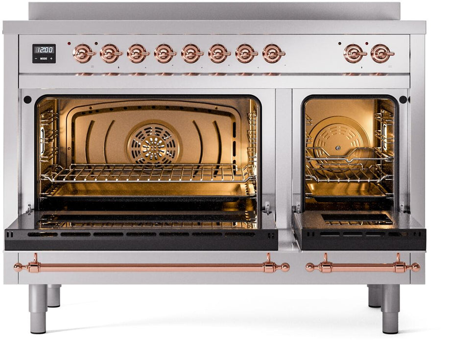 ILVE Nostalgie II 48" Electric Range, Stainless Steel, Copper Trim UPI486NMPSSP