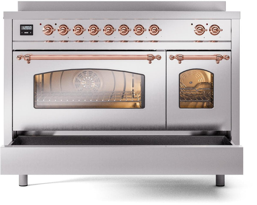 ILVE Nostalgie II 48" Electric Range, Stainless Steel, Copper Trim UPI486NMPSSP