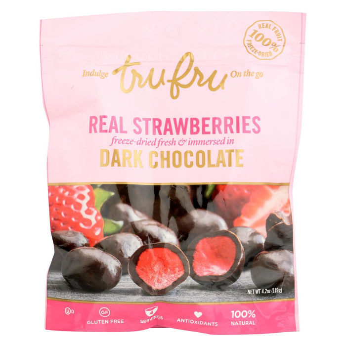 TruFru Real Strawberries in Dark Chocolate Freeze-Dried Fruit (Pack of 6) 4.2 Oz