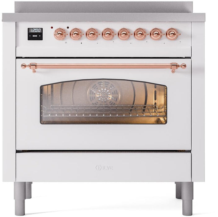 ILVE Nostalgie II 36" Electric Range, White, Copper Trim UPI366NMPWHP