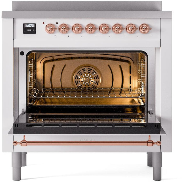 ILVE Nostalgie II 36" Electric Range, White, Copper Trim UPI366NMPWHP