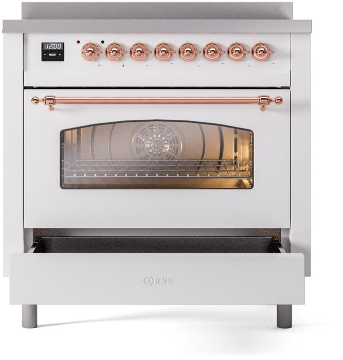 ILVE Nostalgie II 36" Electric Range, White, Copper Trim UPI366NMPWHP
