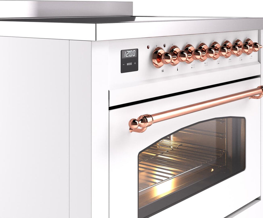 ILVE Nostalgie II 36" Electric Range, White, Copper Trim UPI366NMPWHP