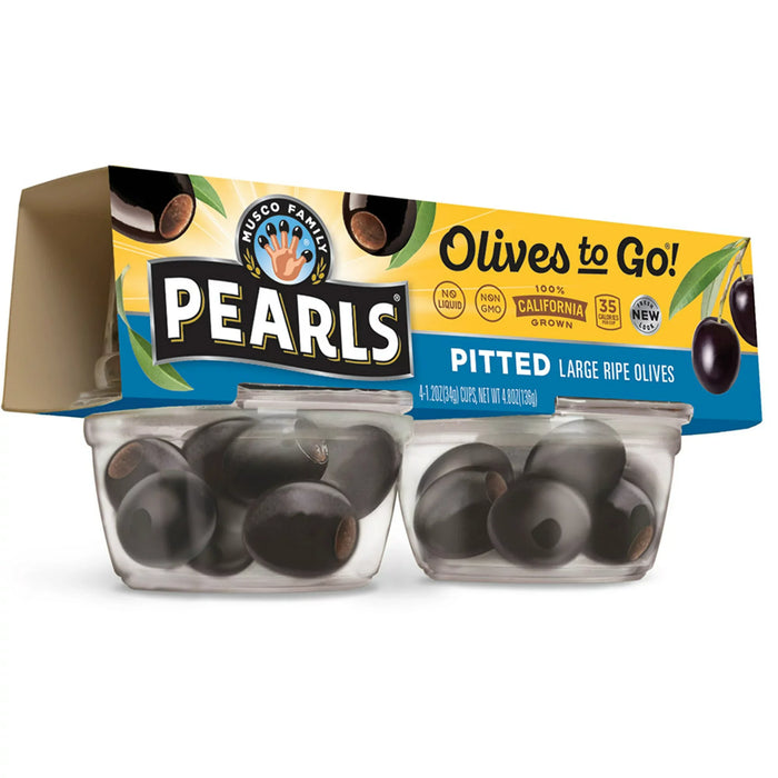 Pearls Ripe Pitted Black Olives - Pack of 12 (1.2 Oz Each)