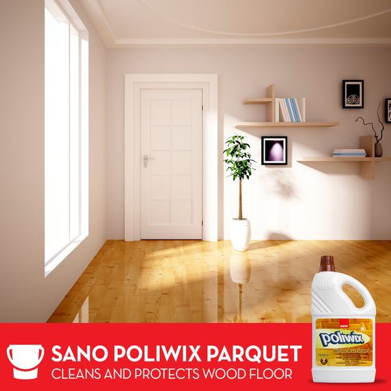 Poliwix Parquet Wash & Wax Floor Cleaner for Wood & Stone | 1 L | sano