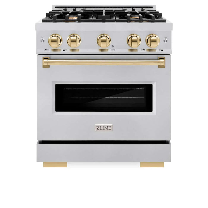 ZLINE 30" Classic Gas Range, Convection Gas Oven Stainless Steel, Gold CGRZ-30-G