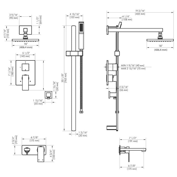 ZLINE Bliss Shower System Oversized Shower Head, BLS-SHS16-CB