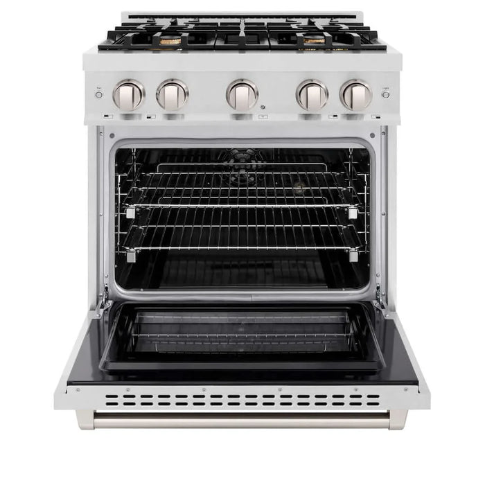 ZLINE 30" Select Gas Range Convection Gas Oven DuraSnow® Stainless Steel Brass Burners HGRS-BR-30