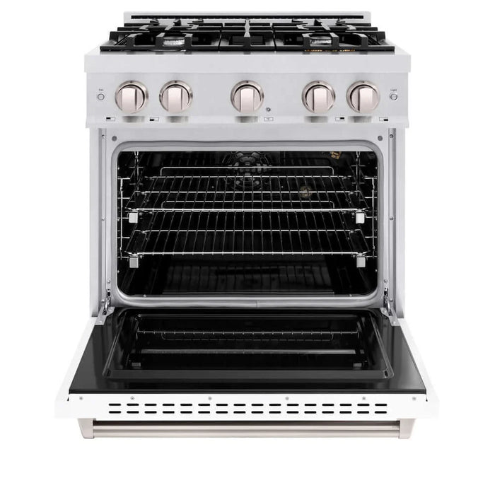 ZLINE 36"Classic Gas Range, Convection Gas Oven, DuraSnow® Stainless Steel, White Matte Door CGRS-WM-36