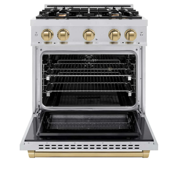 ZLINE 30" Select Dual Fuel Range Gas Cooktop Electric Convection Oven Stainless Steel Champagne Bronze HDRZ-30-CB