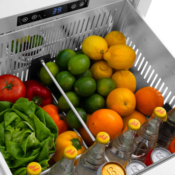 ZLINE 24" Touchstone 168 Can Outdoor-Rated Dual Refrigerator Drawer, Panel Matte Black, RDSPOZ-24-MB