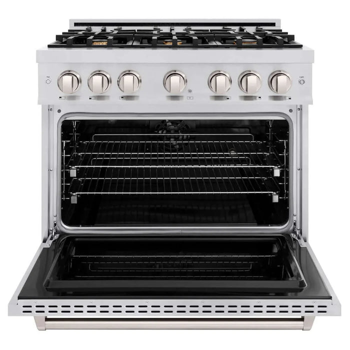 ZLINE 36" Classic Gas Range, Convection Gas Oven, Stainless Steel, Brass Burners, CGR-BR-36