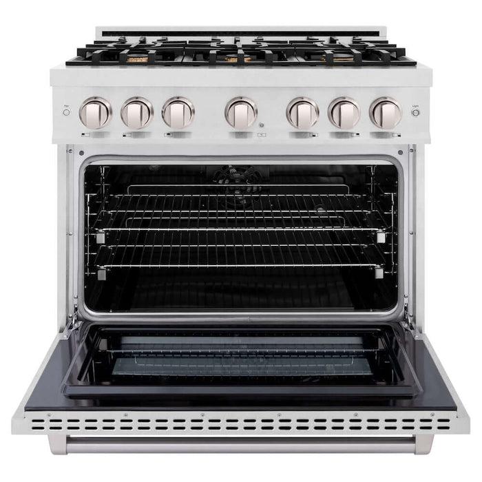 ZLINE 36" Select Dual Fuel Range Gas Cooktop Electric Convection Oven DuraSnow® Stainless Steel Brass Burners HDRS-BR-36