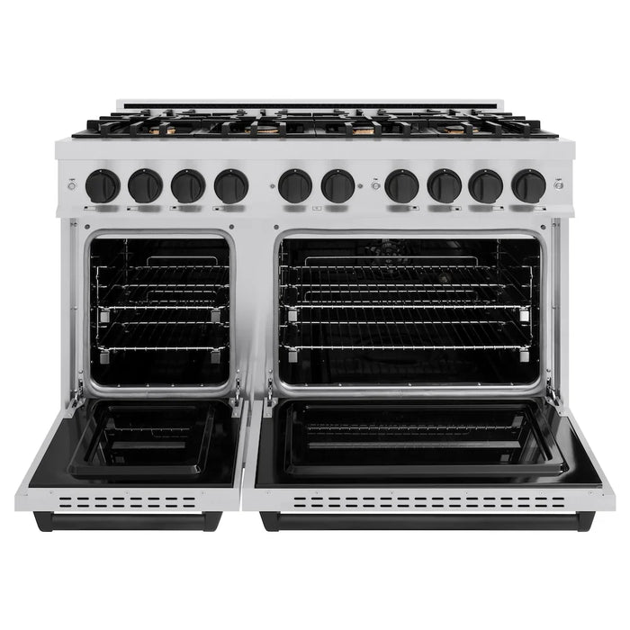 ZLINE 48" Dual Fuel Range, Gas Cooktop, Electric Convection Oven Stainless Steel, Matte Black CDRZ-48-MB