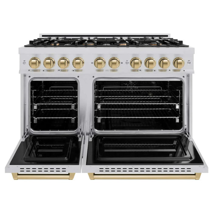 ZLINE 48" Classic Gas Range, Convection Gas Oven Stainless Steel, Champagne Bronze CGRZ-48-CB