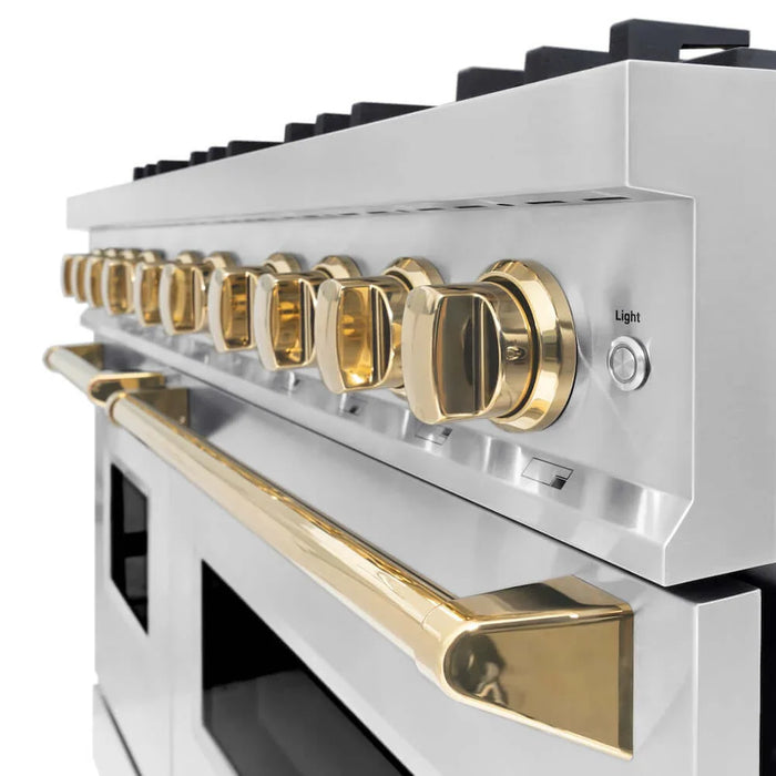 ZLINE 48" Classic Gas Range, Convection Gas Oven Stainless Steel, Gold CGRZ-48-G