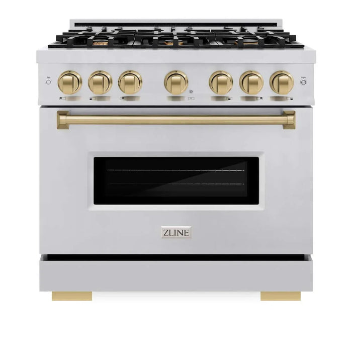ZLINE 36" Classic Gas Range, Convection Gas Oven Stainless Steel, Champagne Bronze CGRZ-36-CB