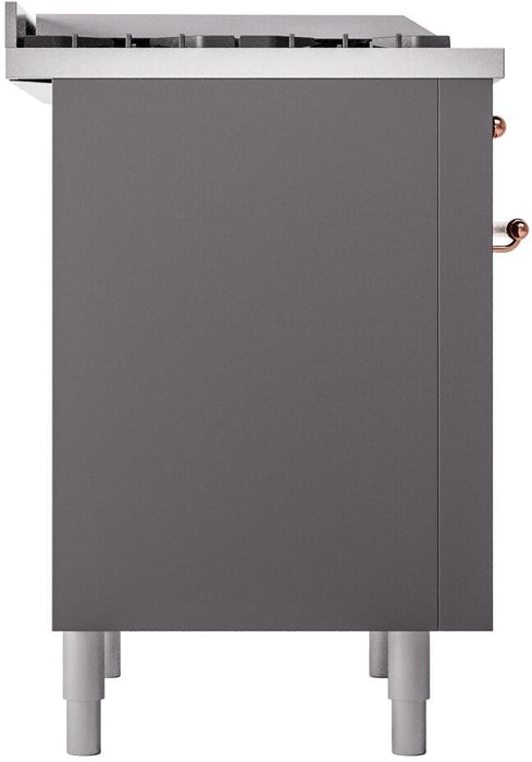 ILVE Nostalgie II 36" Dual Fuel Natural Gas Range, Matte Graphite, Copper Trim UP36FNMPMGP